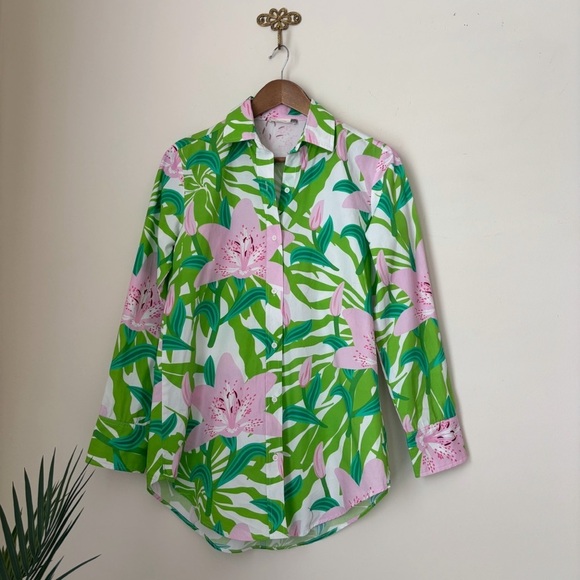 Maude Vivante Tops - Maude Vivante Lily Floral Print Button Down Shirt XS Summer Resortwear